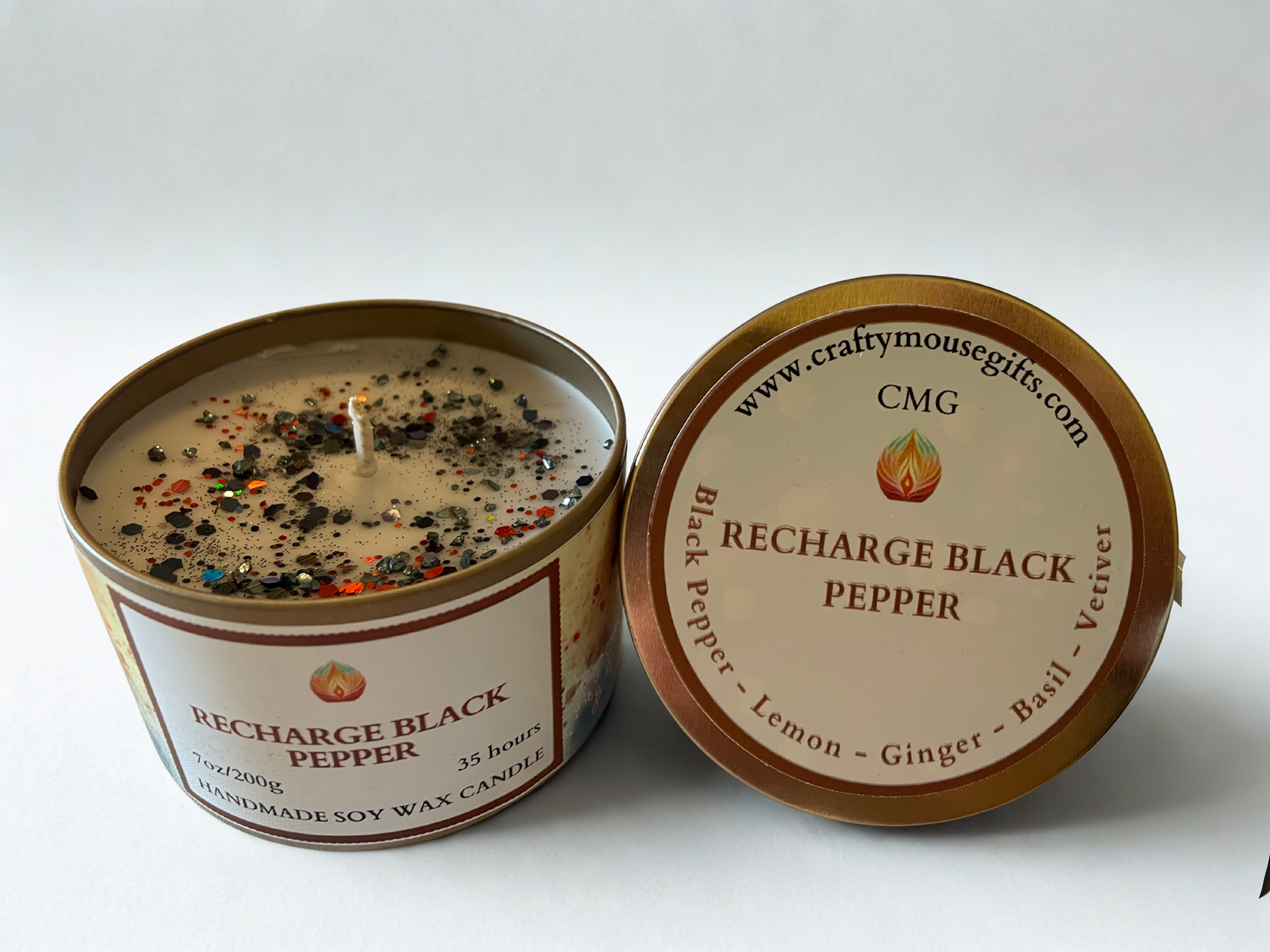Recharge Black Pepper handmade soy candle — energising fragrance