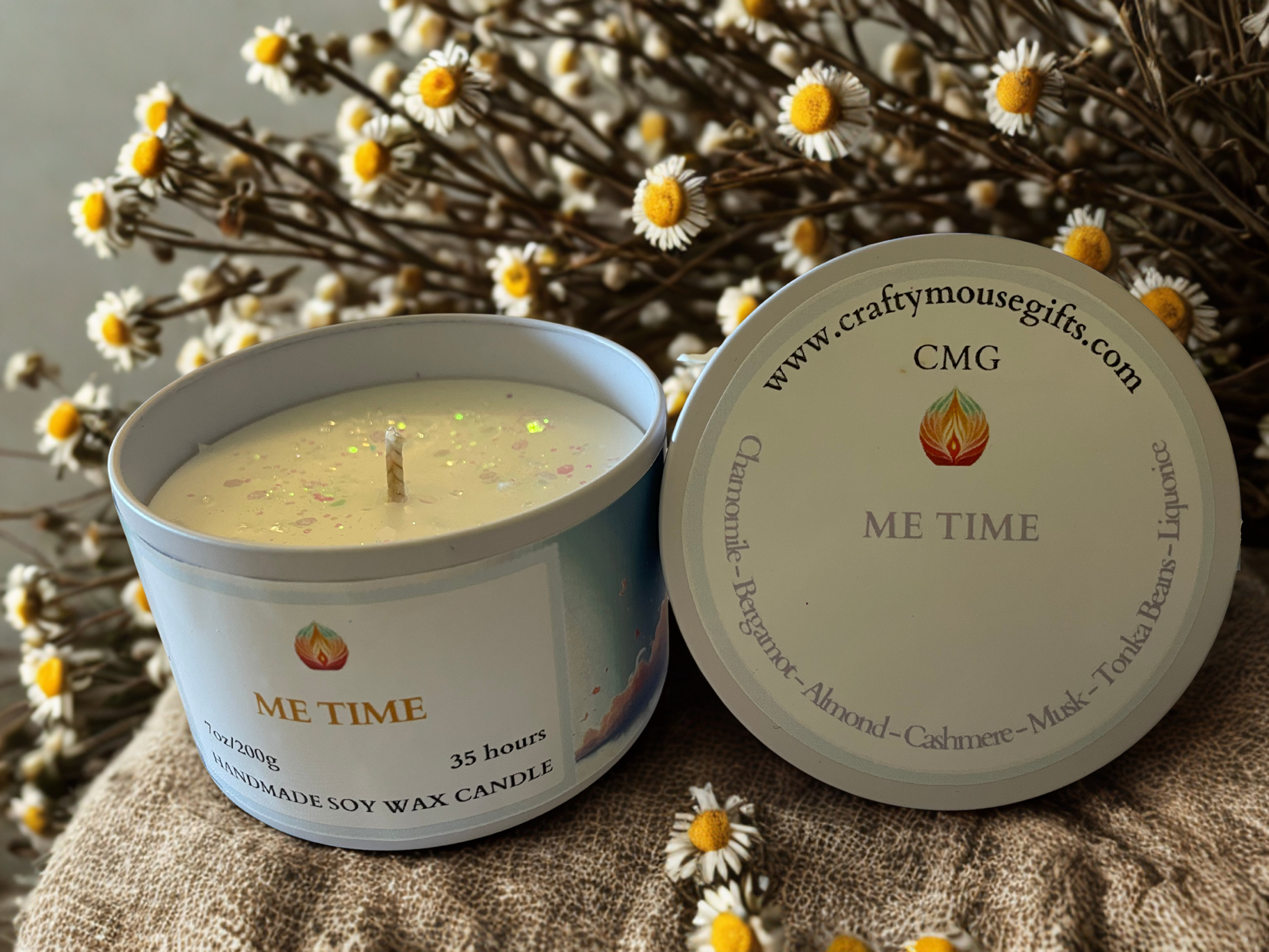 Me Time soy wax candle — self care handmade candle Scottish Borders
