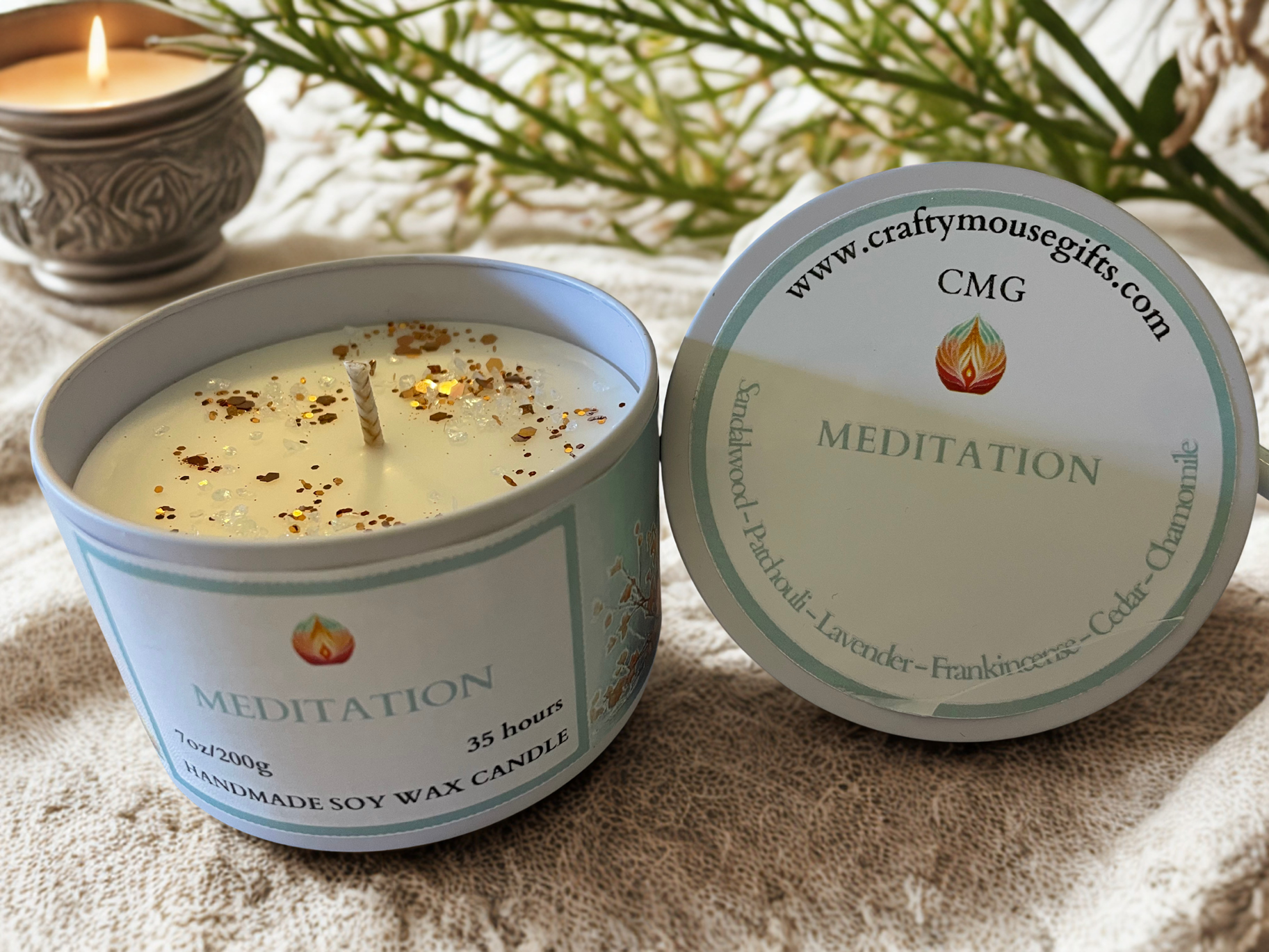 Meditation soy wax candle for relaxation and mindfulness — handmade Scottish Borders