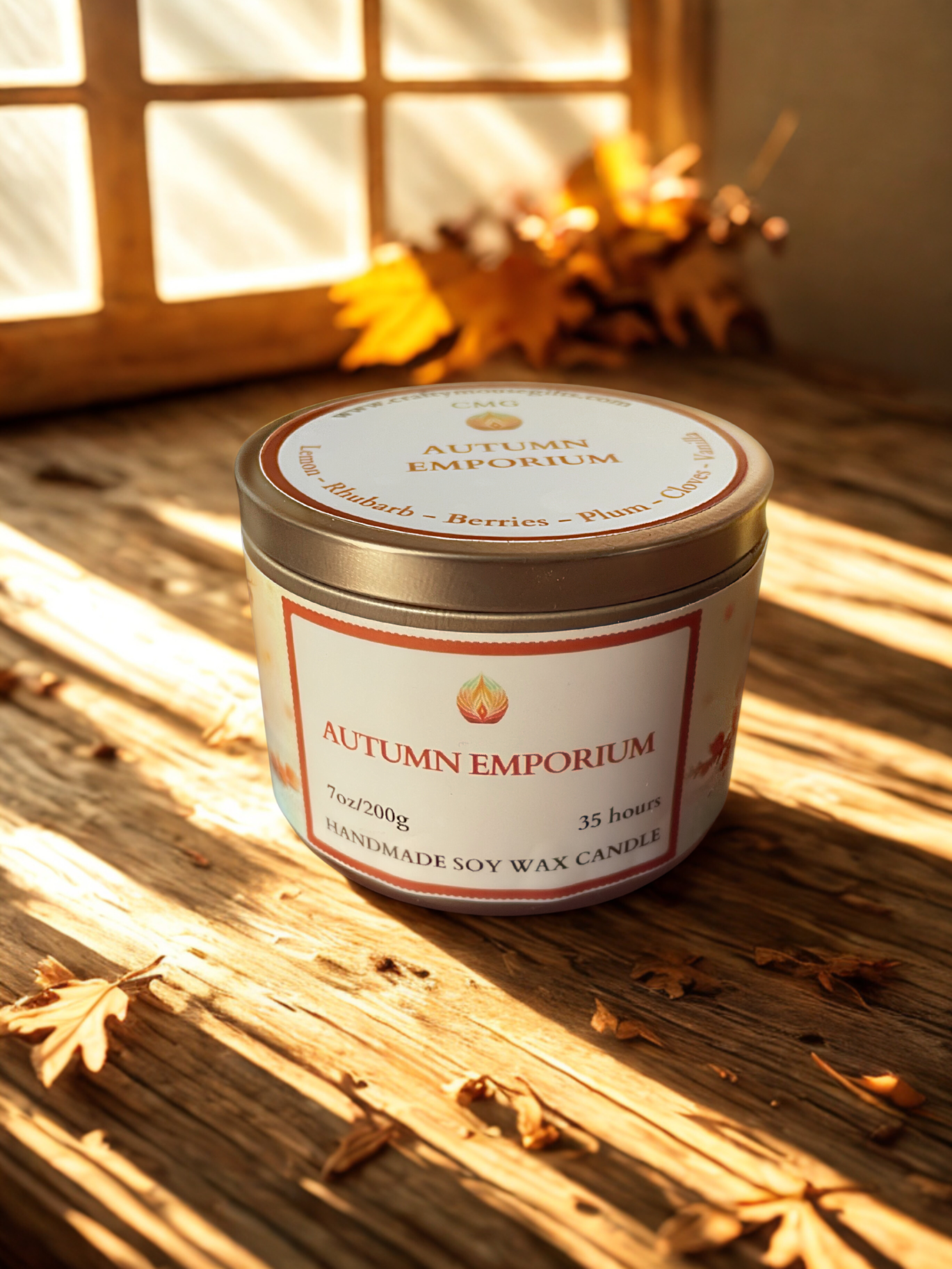 Autumn Emporium soy wax candle handmade in Scottish Borders by Crafty Mouse Gifts