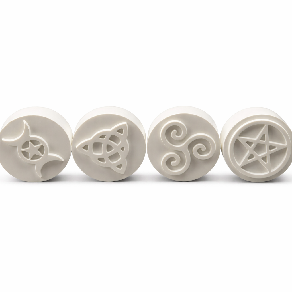 Celtic and pagan symbol fridge magnets handmade eco resin — pentacle triquetra