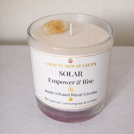 Solar Plexus Chakra Reiki candle — confidence and empowerment fragrance blend