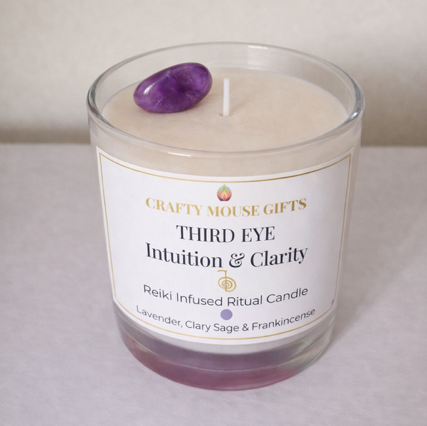 Third Eye Chakra Reiki candle — intuition lavender frankincense blend handmade