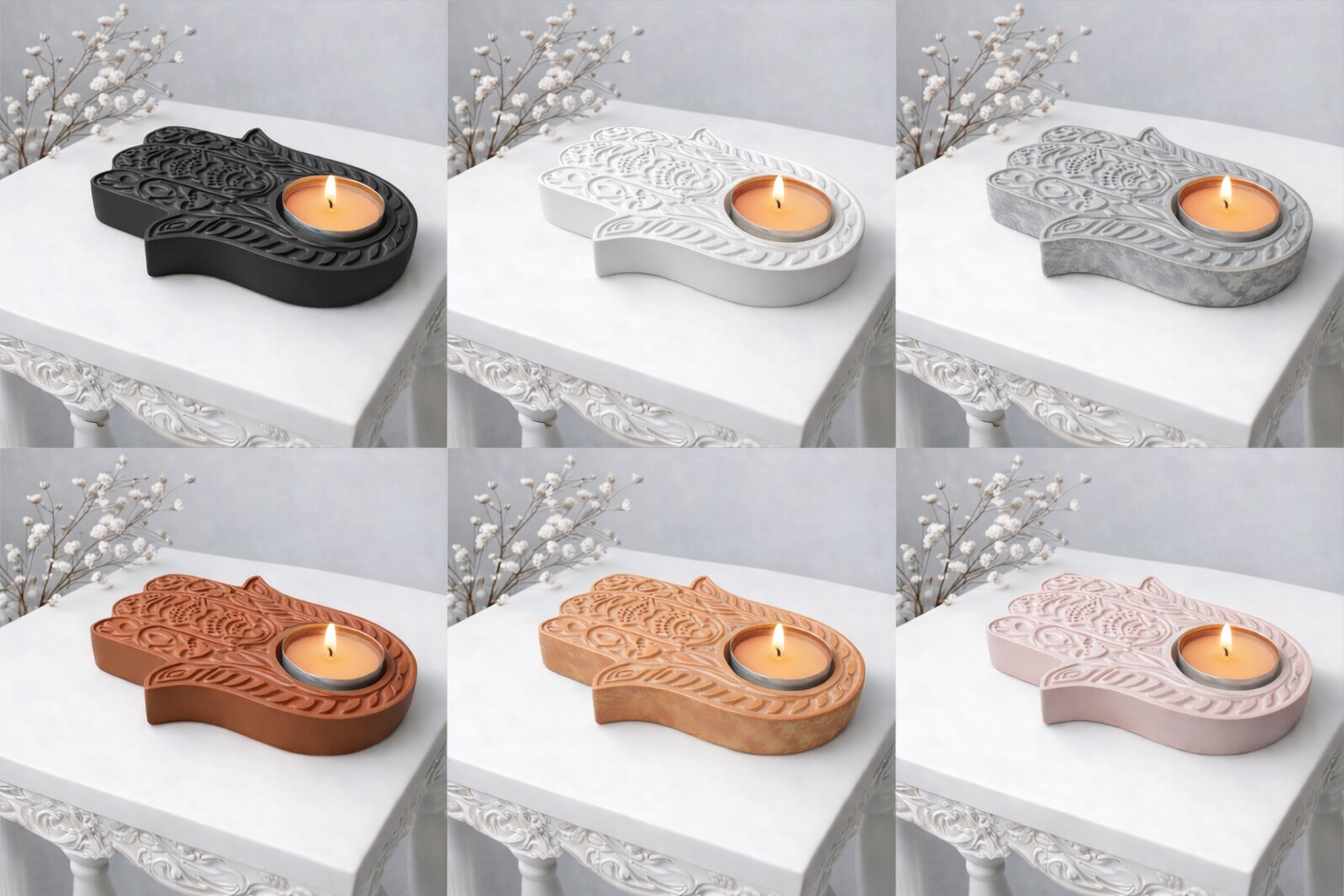Eco resin Hamsa tealight holder handmade — spiritual home decor Scottish Borders