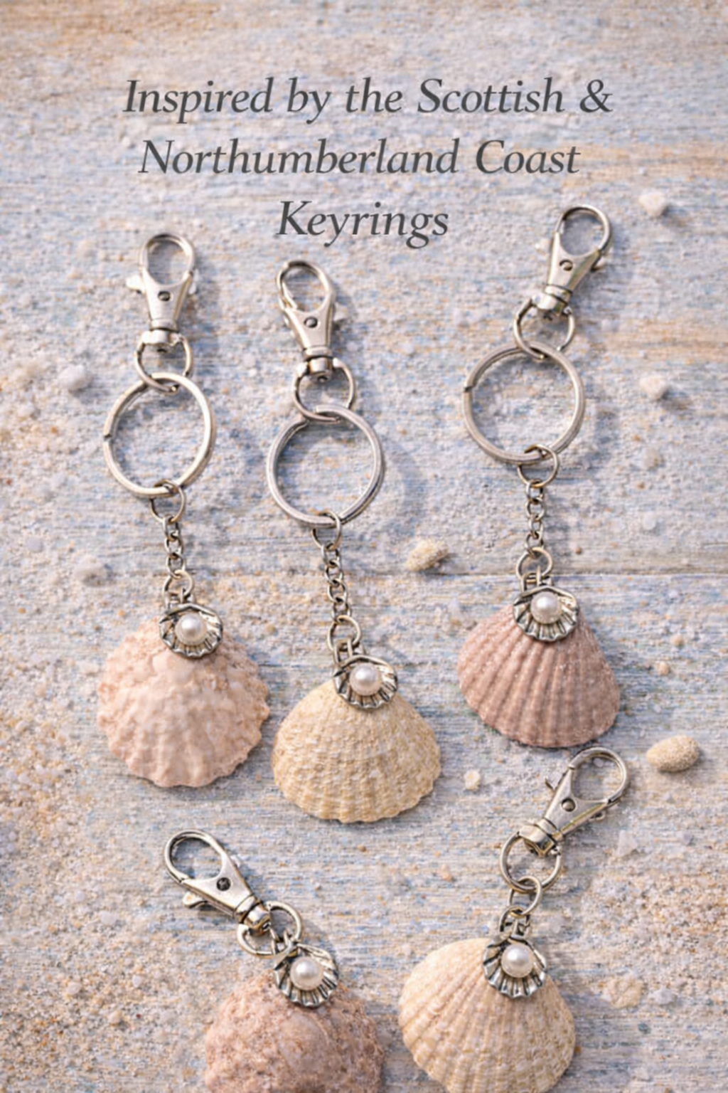 Handmade OceanKind seashell keyring — Scottish coast inspired eco resin gift