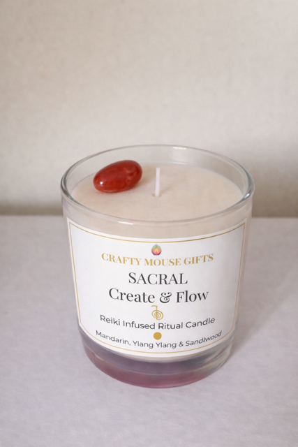 Sacral Chakra Reiki candle handmade Scottish Borders — creative flow fragrance blend