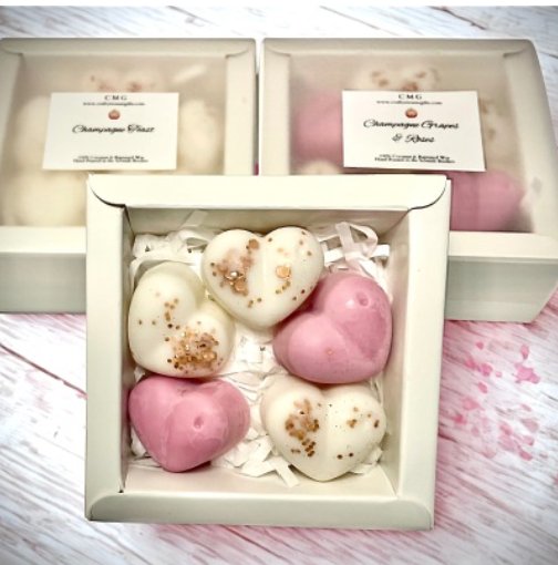 Champagne Toast 5 hearts wax melt box handmade Scottish Borders